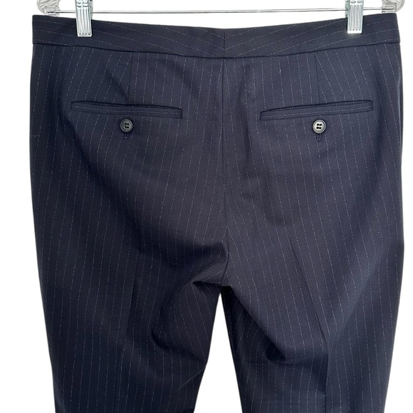 THEORY Navy Rosel Pinstriped Wool Blend Pants Office Career Slacks Size 10 - Picture 4 of 7